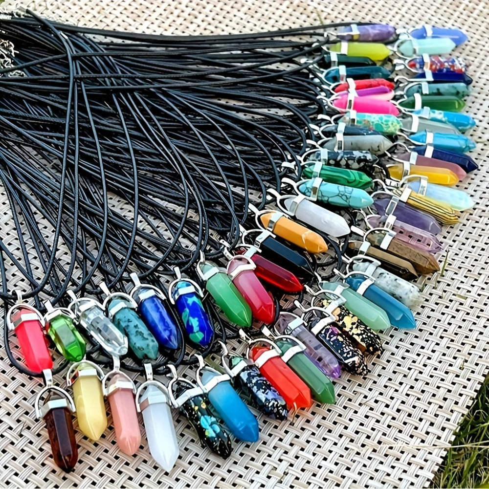 Pendant and Cord Jewelry Making Set with 30 Colored Point, Cross or Heart Pendants and 30 Black Necklaces