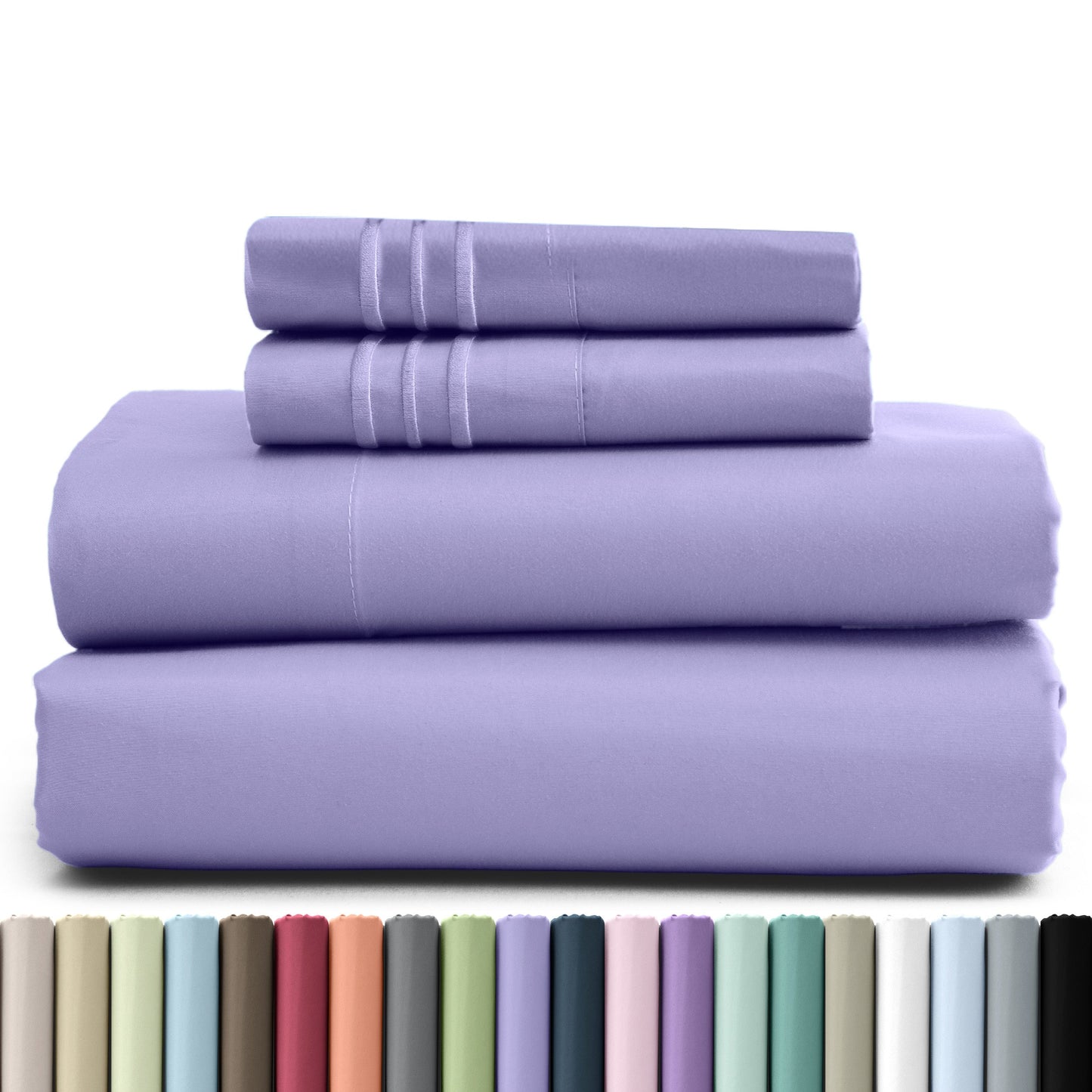 Bed Sheet Set Brushed Microfiber in 3- or 4-Piece Configuration with 16-Inch Pocket and Twenty-Four Colors