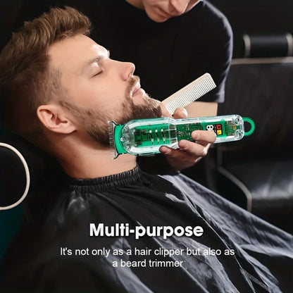 LED Hair Clipper for Men - USB-C Rechargeable Cordless Beard Trimmer with LED Display & 4 Guide Combs, Barber-Grade Home Haircut Kit, Blue Green Red Black, Gift for Men