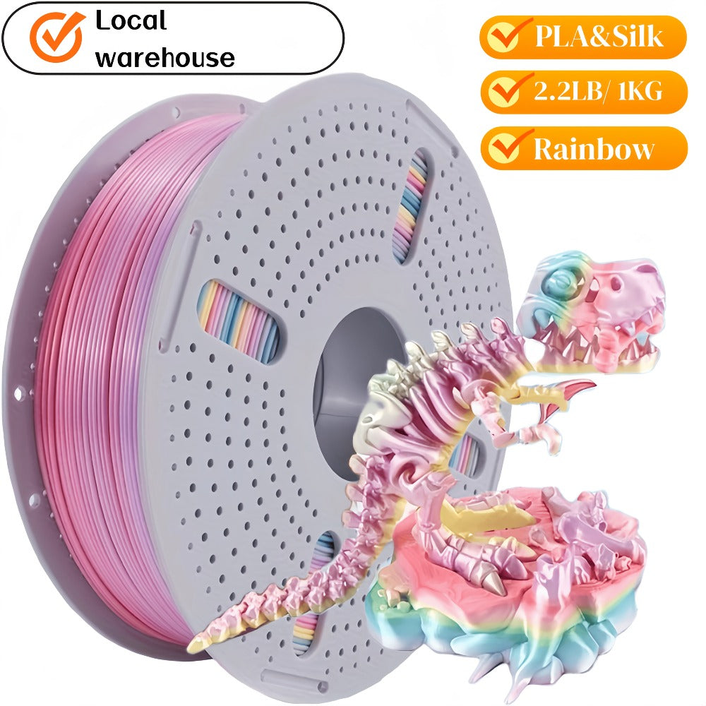 High Gloss PLA Filament 1.75mm 1kg Low Warping – Black White Dual Tri Rainbow Multicolor 3D Printer Filament ±0.02mm | Shiny PLA Spool for Creality Ender 3 5 Neo Bambu Lab Prusa FDM Printers