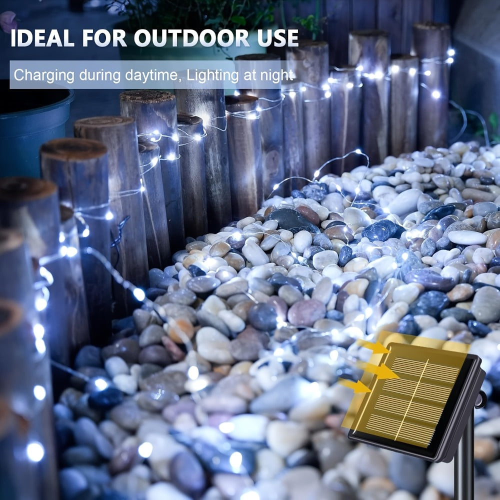String Lights, 110-LED Solar Copper-Wire Fairy Lights with Eight Modes, Four Colors and 2-, 4- or 8-Pack Options