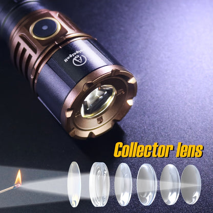 Flashlight 4500-Lumen Fresnel Lens Torch with USB-C Charging and 21700 3000mAh Battery in Red