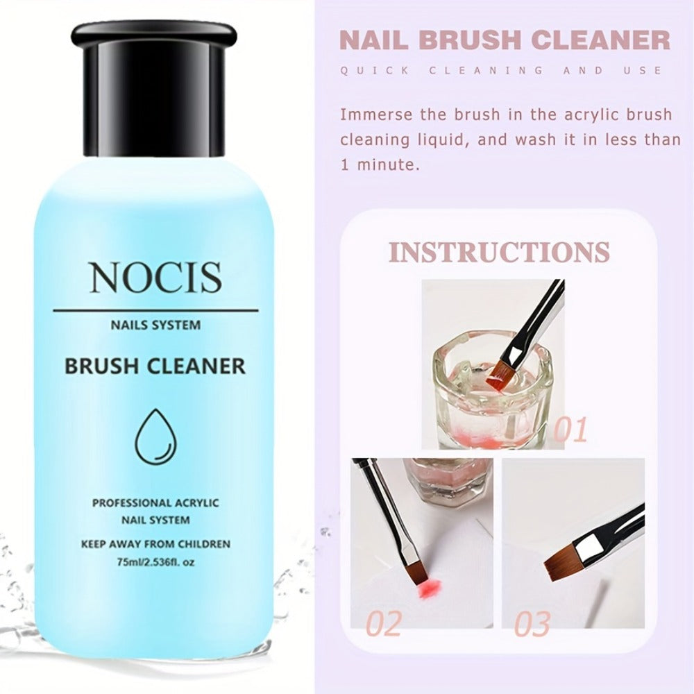 Acrylic Nail Kit NOCIS Three-Color Powder Set with Liquid Monomer, Brush Cleaner, Four Brushes and Mixing Cup