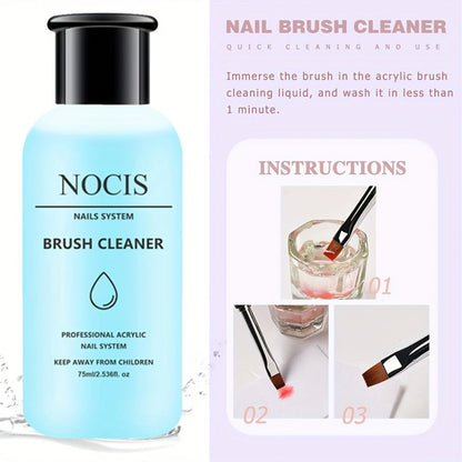 Acrylic Nail Kit NOCIS Three-Color Powder Set with Liquid Monomer, Brush Cleaner, Four Brushes and Mixing Cup