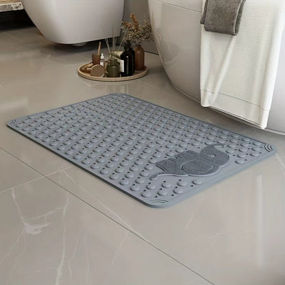 Perforated Suction-Cup Bathtub Mat with 75 × 43 cm Size, Blue or Light Gray Options and Full-Surface Drain Holes