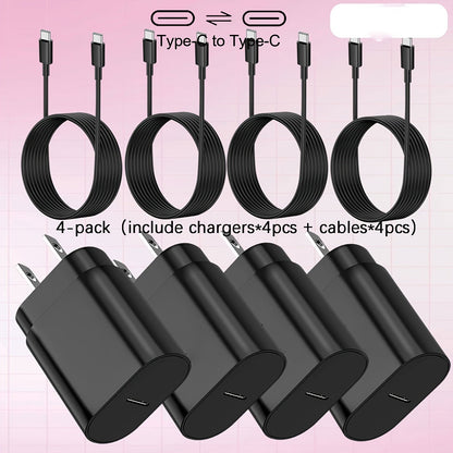 4-Pack USB-C Fast Charger with 4FT Cable Set, Super Fast Charging Compatible with Samsung Galaxy S23 S22 S21 Note Series, iPhone 15, Android Phones, iPad, MacBook and All USB-C Devices