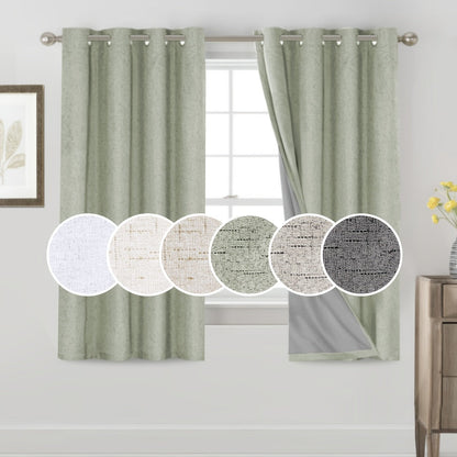 Two-Panel Linen-Textured Blackout Curtain Set in Six Colors with 52-Inch Width and Four Lengths