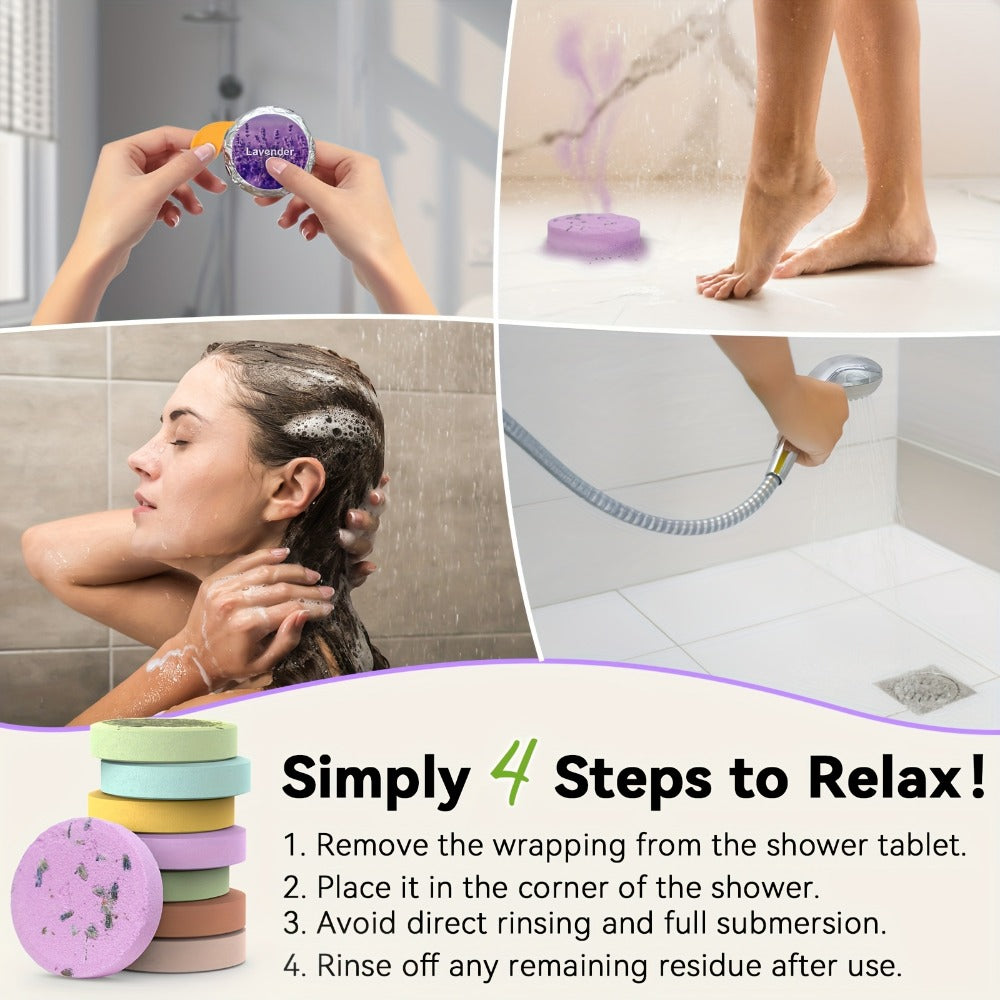 Shower Steamers Gift Set 6 Pcs Individually Wrapped - Natural Essential Oil Aromatherapy Shower Tablets Eucalyptus Lavender Mint Citrus Jasmine, Long-Lasting Spa Shower Bombs for Women & Men