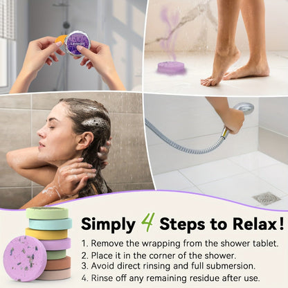 Shower Steamers Gift Set 6 Pcs Individually Wrapped - Natural Essential Oil Aromatherapy Shower Tablets Eucalyptus Lavender Mint Citrus Jasmine, Long-Lasting Spa Shower Bombs for Women & Men