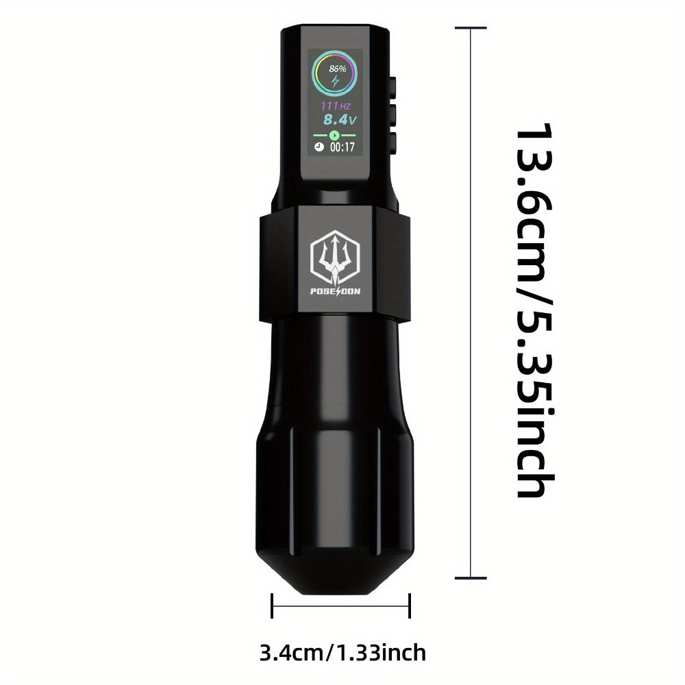 POSEIDON LTK08 Tattoo Kit with 1800mAh Color-Display Pen, 20 Cartridges, 11 Inks and Carry Case