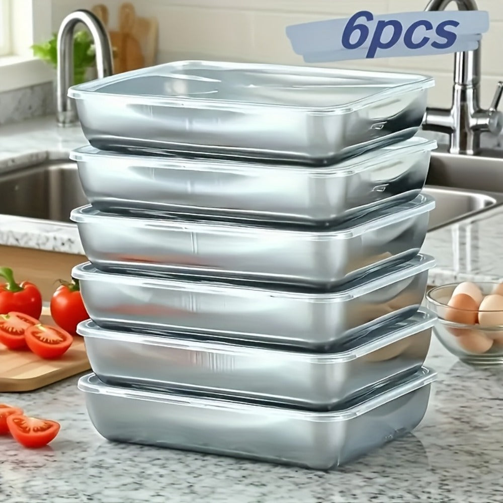 Food Storage Containers Stainless Steel Stackable Set with Lids in Three- or Nine-Box Configurations