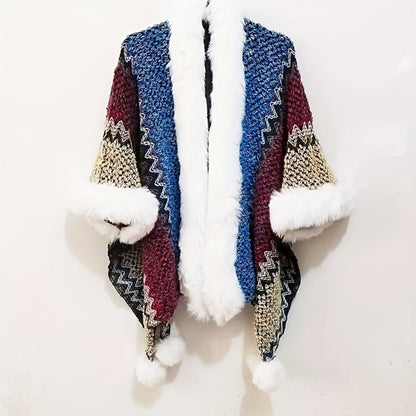 Capes & Cloaks - Women's Cape Shawl Velvet Cloak Ethnic Style Cardigan Wrap for Travel - product detail view 3