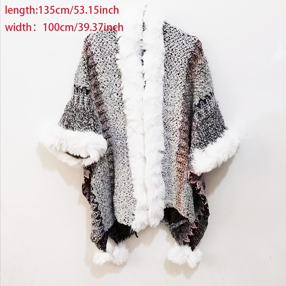 Capes & Cloaks - Women's Cape Shawl Velvet Cloak Ethnic Style Cardigan Wrap for Travel - product detail view 4