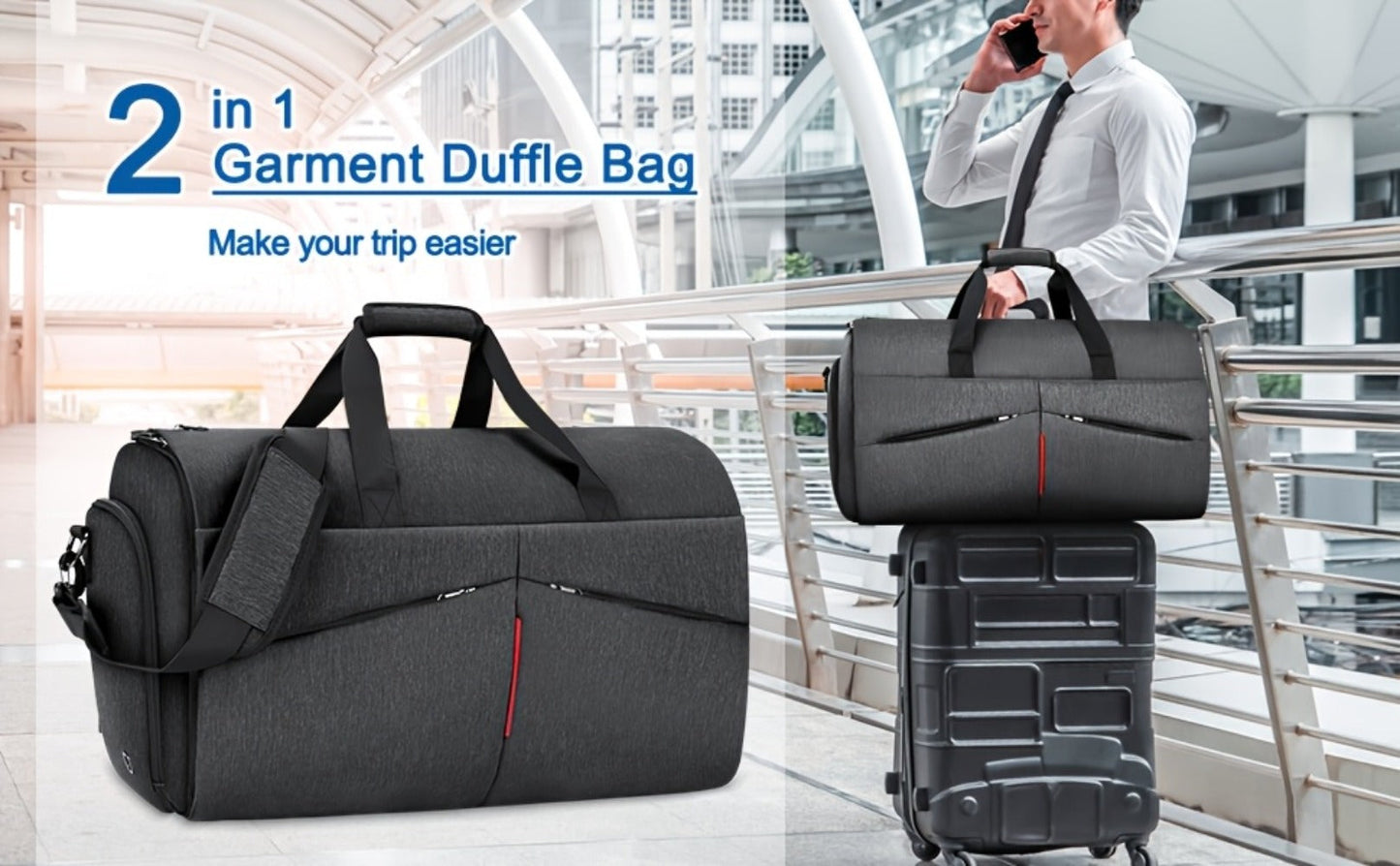 Carry On Luggage – 17 Pockets, 55L, Convertible, for Travel – detail view 8