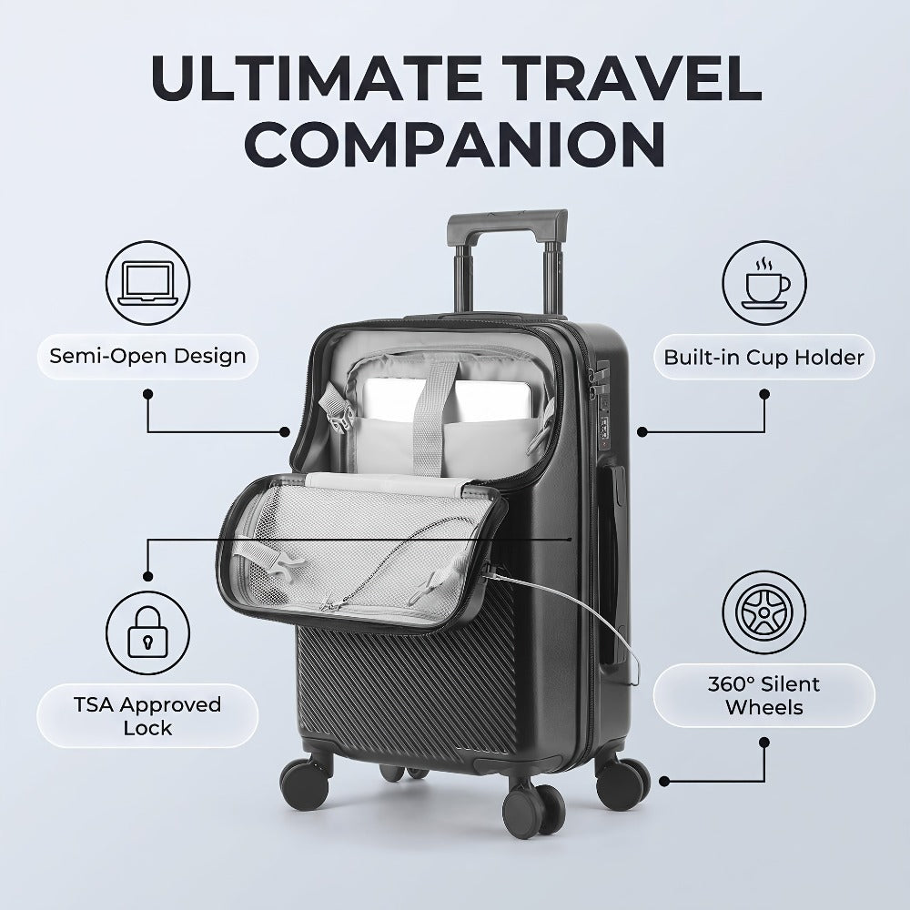 Carry On Luggage – 20 Inch, Combination Lock, Lightweight, for Travel – front view