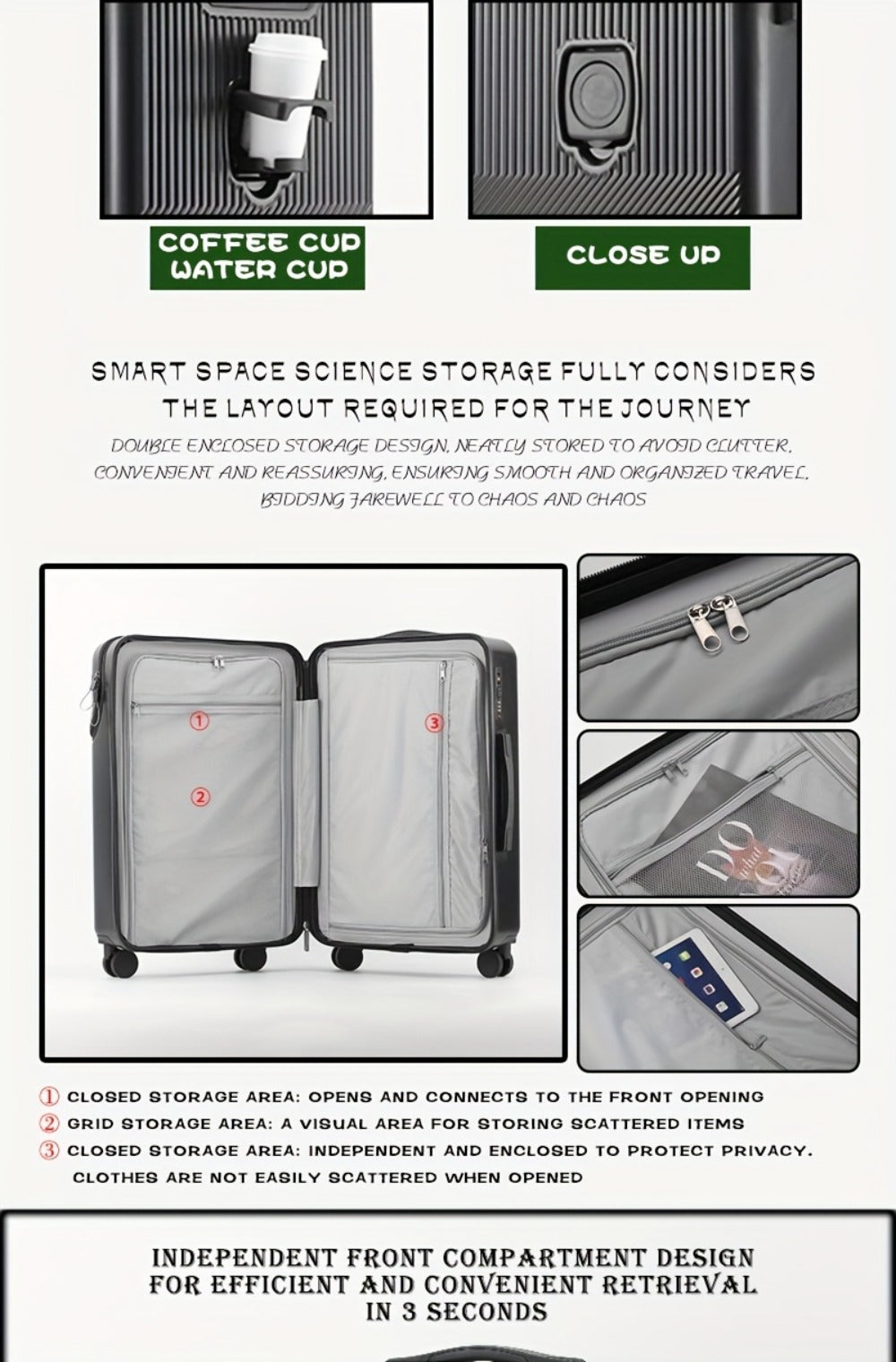 Carry On Luggage – 24 Inch, Lightweight, for Travel & School – detail view 22