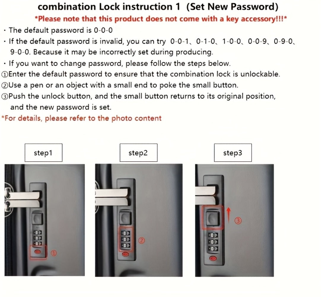 Carry On Luggage – 26 Inch, Combination Lock, for Travel – detail view 14