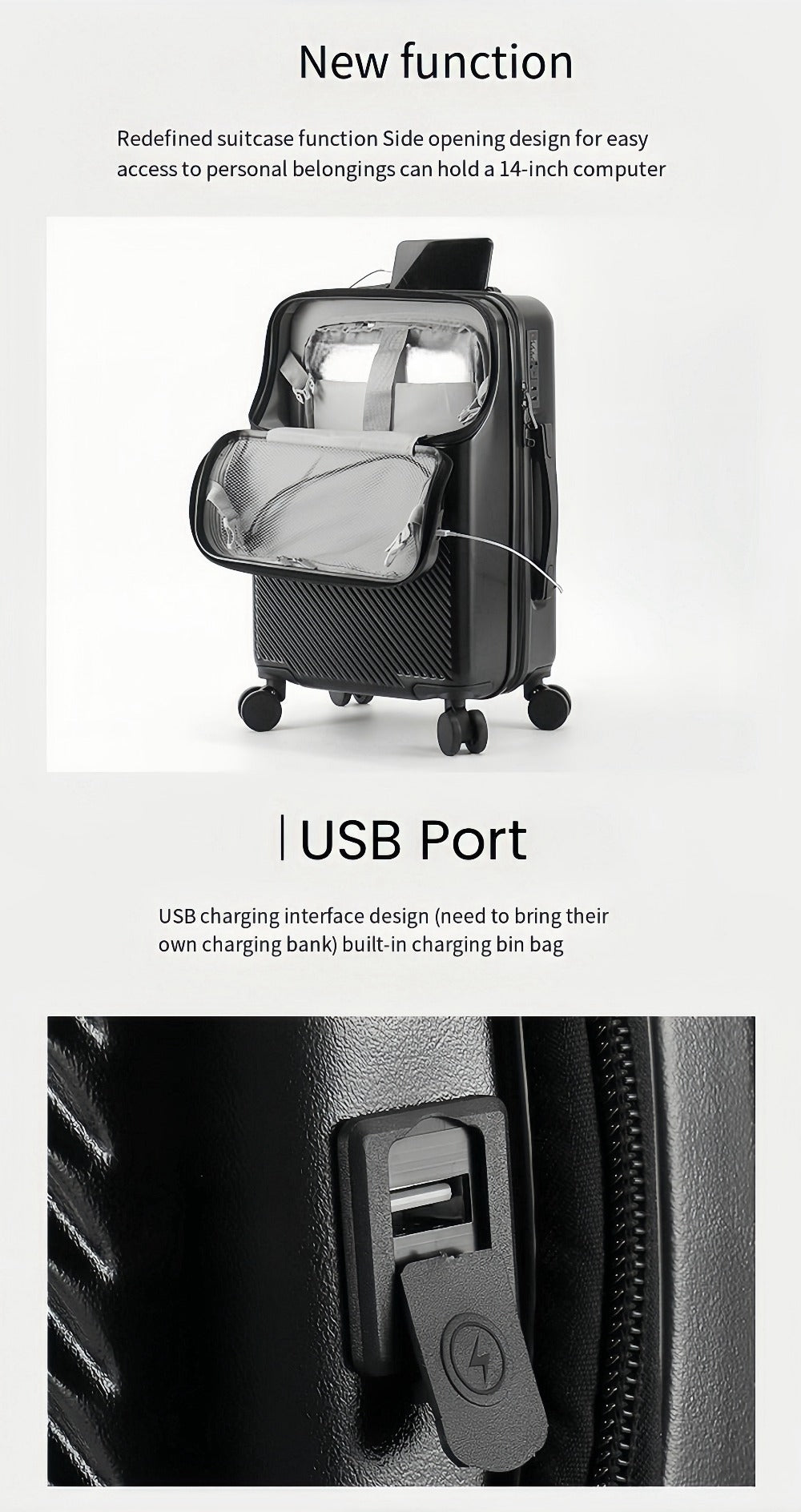 Carry On Luggage – 26 Inch, TSA Lock, Spinner Wheels, for Travel – detail view 13