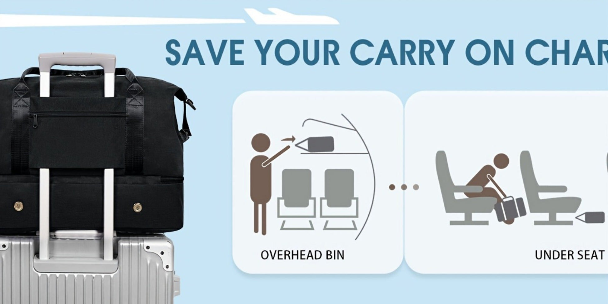 Carry On Luggage – 6 Colors, Foldable, USB Charging, for Travel – detail view 20