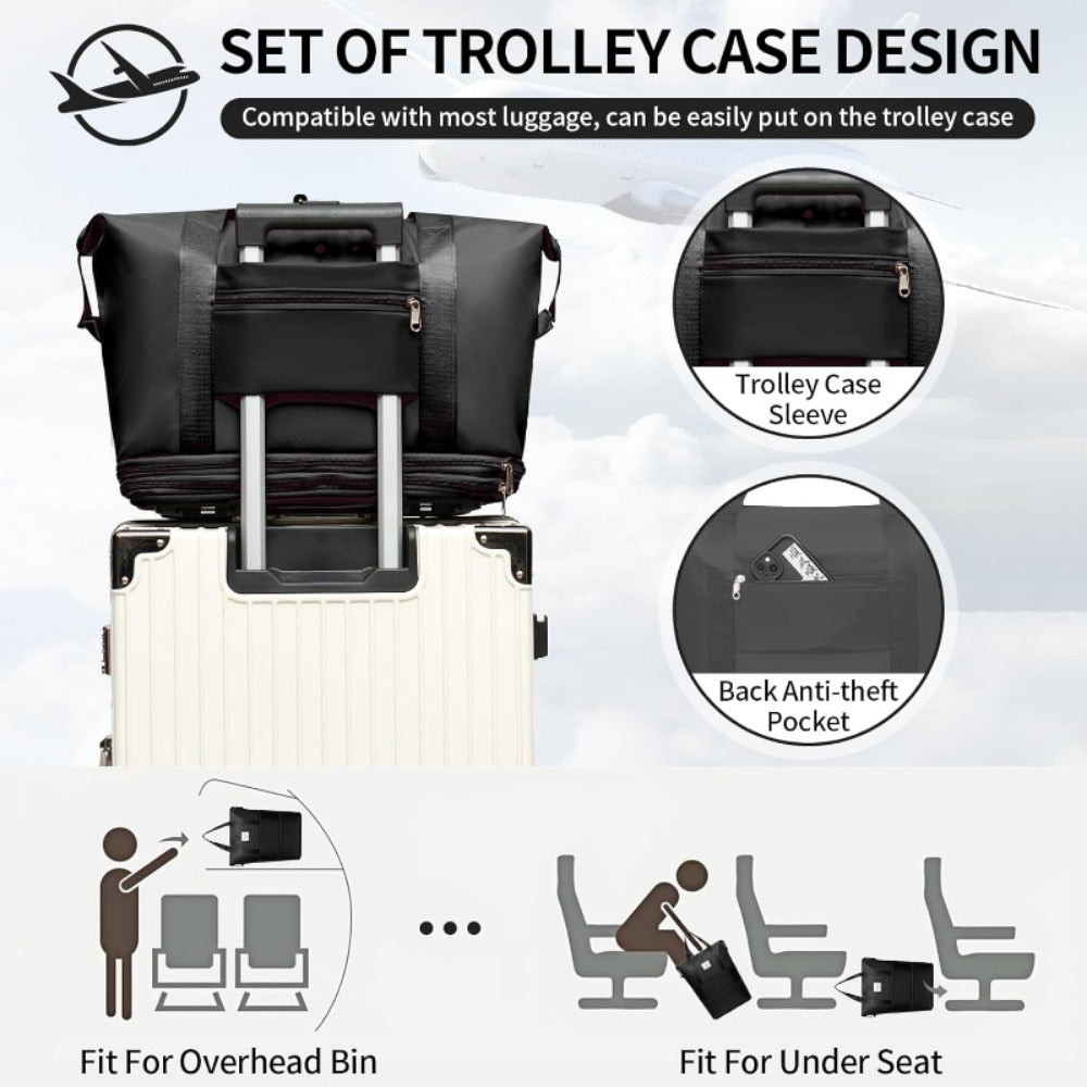 Carry On Luggage – Nylon, Foldable, Large Capacity, for Travel – detail view 9