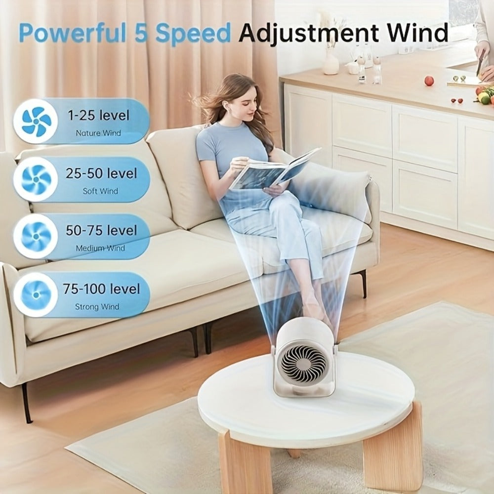 Pivoting Desk Fan with 5400mAh Battery, Five Settings, Numeric Display and Space Grey Finish