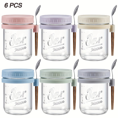 Portable Overnight Oats Cups with Flip-Top Lids in Four- or Six-Piece Sets for Meal Prep and Travel