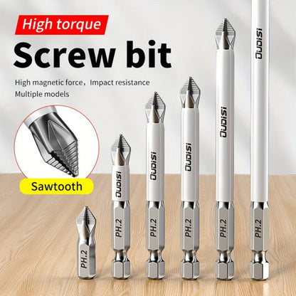 Six-Piece PH2 Magnetic Screwdriver Bit Set in 25, 50, 65, 70, 90 and 150 mm Lengths for Drills and Drivers