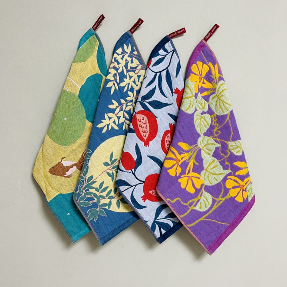 Floral Cotton Face Towels 2pcs – Soft Absorbent Wash Cloths for Home, Hotel & Spa | 14.37x15.75 In