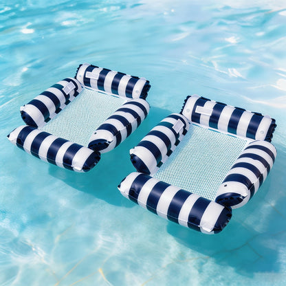 Striped Mesh Pool Float Chair Set, 110cm Size in Blue, Dark Blue, Pink or Mixed Two- and Three-Piece Options