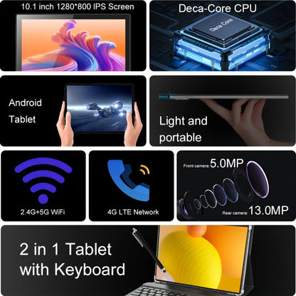 4G LTE Pink Tablet 10.1 Inch 2-in-1 Android 6GB RAM 128GB SSD 1280x800 IPS HD Touchscreen WiFi Dual Camera with Keyboard Mouse Case for Work School Travel Women