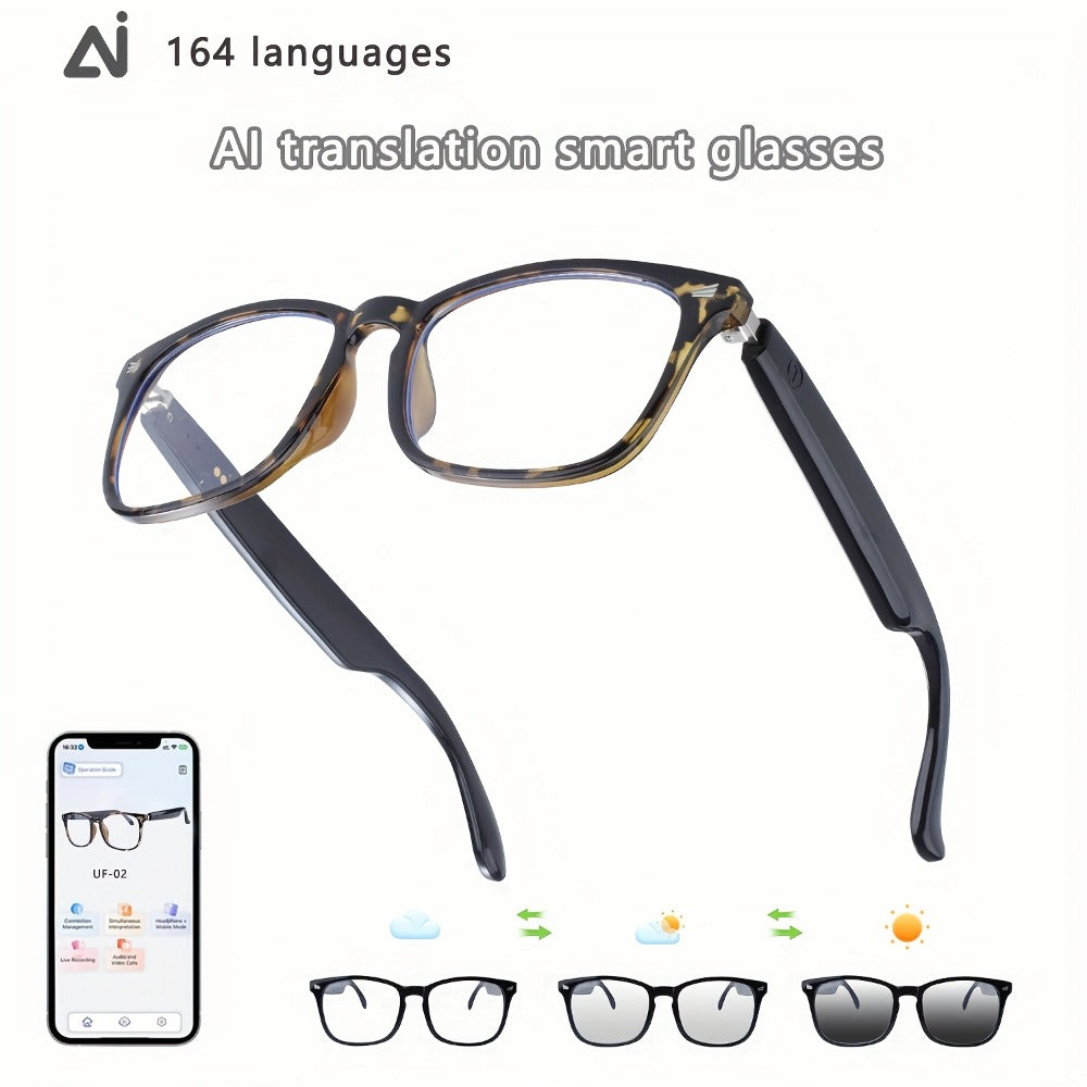 Smart Glasses 160-Language Translation Eyewear with Open-Ear Audio and 19 Photochromic Frame Options