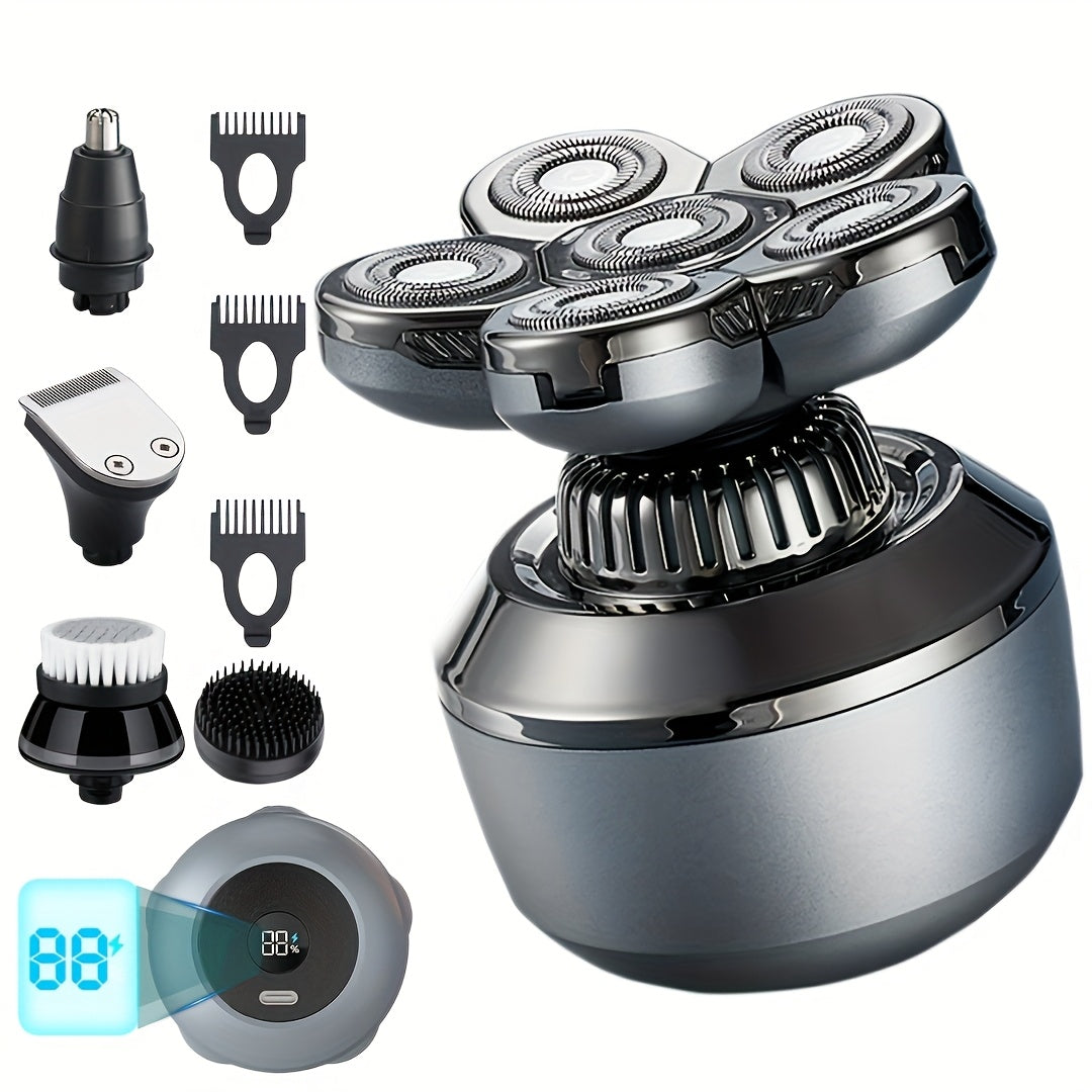 Electric Shaver 8D Floating Rotary Head with IPX5 Wet/Dry Use, LED Display and Two Grooming Set Options