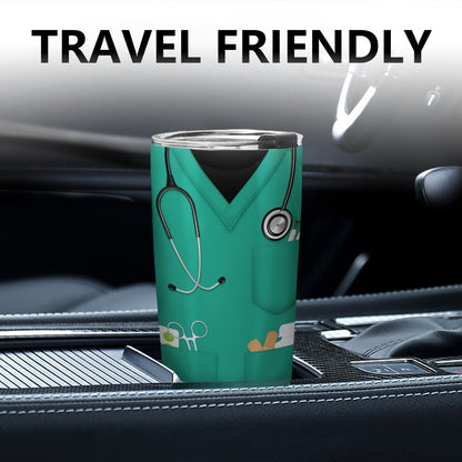 Insulated Tumbler 20oz Nurse Graphic Stainless Steel Vacuum Travel Mug in Four Color Options