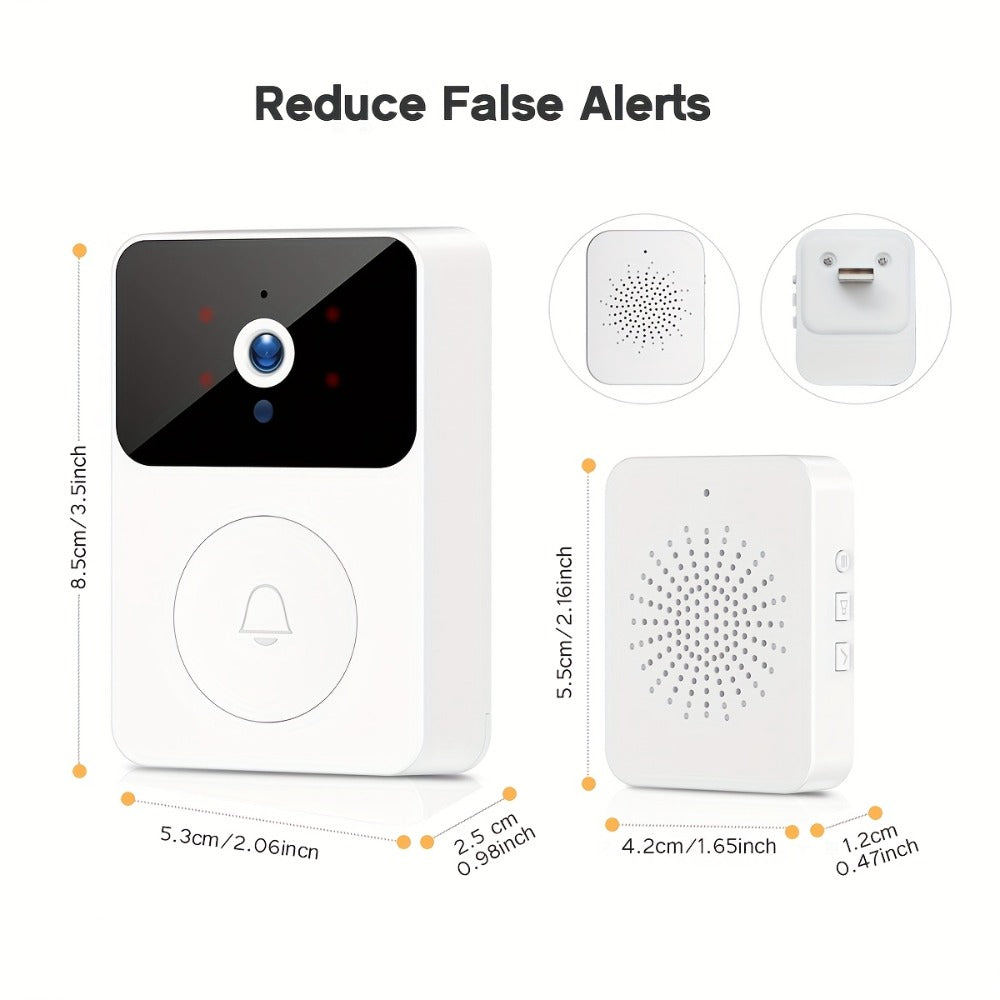 Voice Change Doorbell Camera Wireless HD 960P – Night Vision, Two-Way Audio, Motion Alert Push Notification, 2.4GHz WiFi, Rechargeable Battery, Remote Mobile View, Single or 2-Pack, Black White