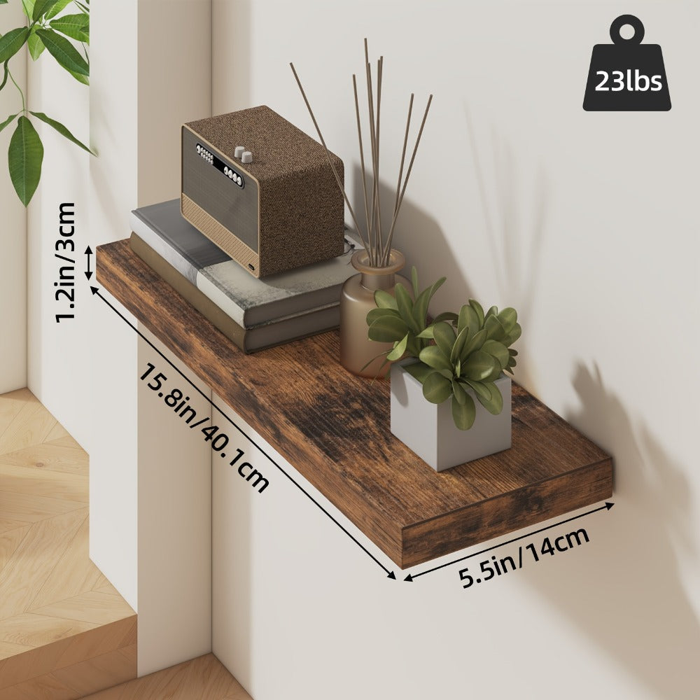 15.8-Inch Floating Wall Shelf Set with Concealed-Style Brackets, Five Finishes and 4- or 8-Piece Options