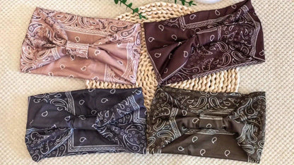 Eight Wide Knotted Headbands with Mixed Paisley and Geometric Patterns in One Image-Bound Set