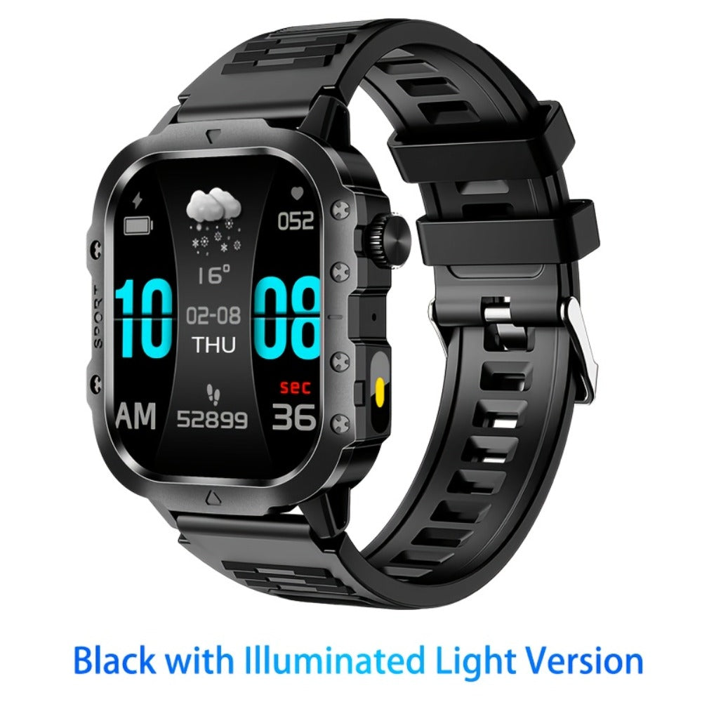 Smartwatch – Illumination Light K33 Khaki – Full Touch, 100+ Sport Modes, Wireless Calling, Music Playback, Remote Camera, Weather…