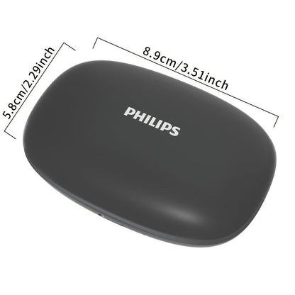 Wireless Earbuds Philips Black Stereo with Touch Volume, Noise-Cancelling Mic and Type-C Case