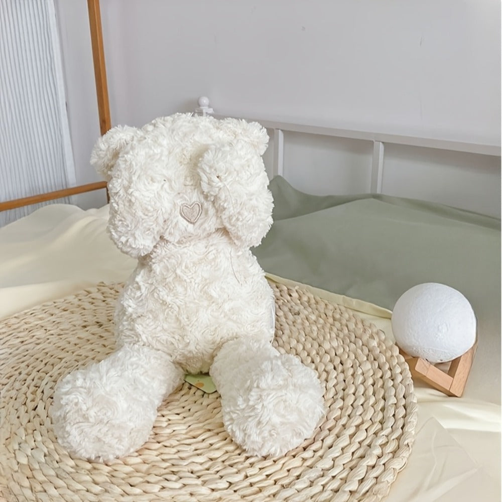 Stuffed Animal White Teddy Bear with Loving Heart Detail, Kawaii Theme and One Source Style