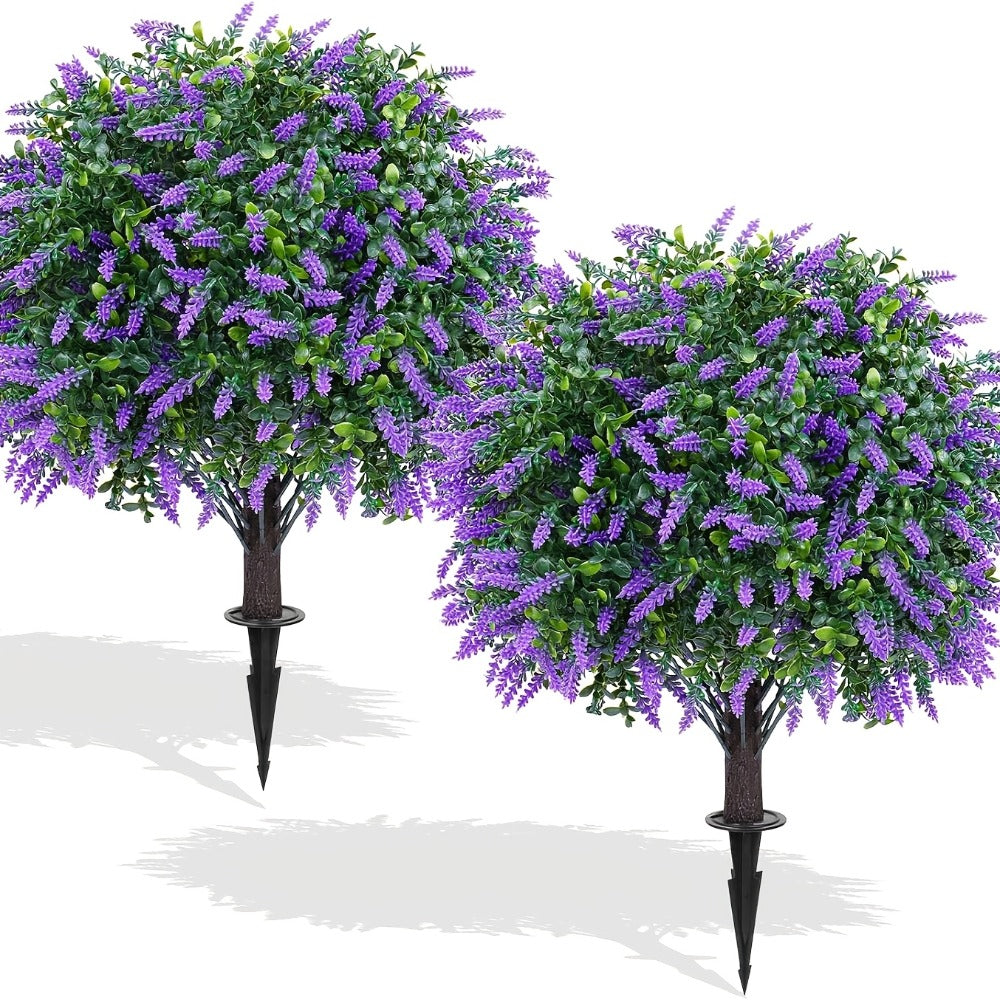 Artificial Floral Topiary Ball with Ground Spike, 22 or 23.6 Inch Height and Single or Two-Piece Style Options