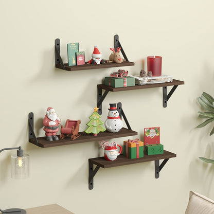 Floating Shelves Wall Mounted 4-Pack, Decorative Wall Shelves for Bedroom, Living Room, Bathroom & Plants