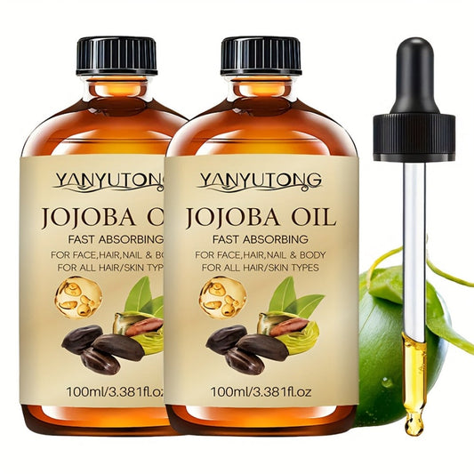 Jojoba Oil Body Massage Oil 2 Pack - Natural Fragrance Moisturizing Skin Care Oil for Face Body Hair Nails Eyelashes Shower Oil Lightweight Fast Absorbing Non-Greasy Women Gift Set