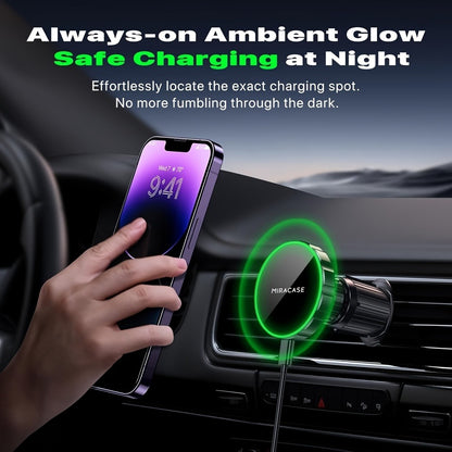 15W Magnetic Wireless Car Charger – Air Vent Mount with N52 Strong Magnet, Fast Charging for iPhone 17 Pro Max / 16 / 15 / 14 / 13 / 12 Series & MagSafe Cases, FCC & RoHS Certified