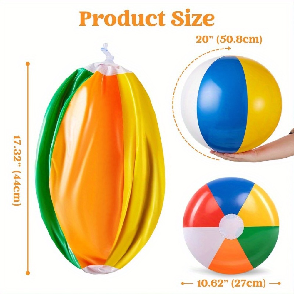 Rainbow Beach Balls 4-Pack 20 Inch – Large Inflatable Beach Ball Set for Pool Party Decorations, Kids & Adults Birthday Luau Hawaiian Summer Beach Water Games Party Favor