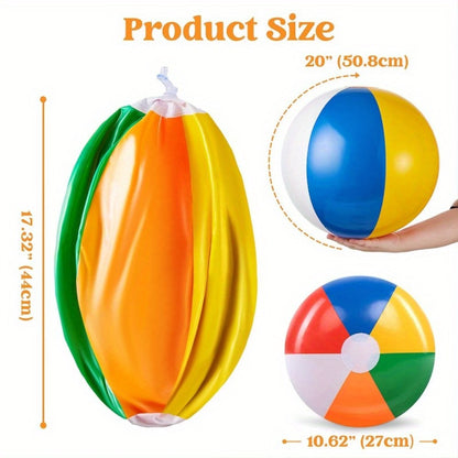 Rainbow Beach Balls 4-Pack 20 Inch – Large Inflatable Beach Ball Set for Pool Party Decorations, Kids & Adults Birthday Luau Hawaiian Summer Beach Water Games Party Favor
