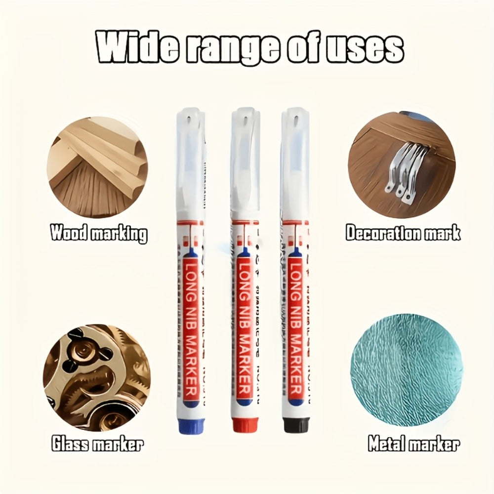 Deep Hole Marking Pens 29 Pack – Long Point Oil-Based Woodworking Markers, Multi-Color Red Blue Black Pencils for Wood, Ceramic, Tile & Bathroom Installation, Carpenter Marking Tool Set