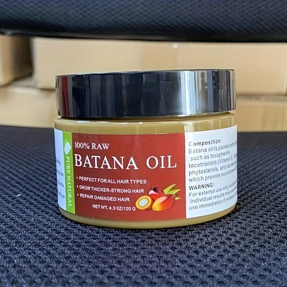 Hair Oil Batana 120g Amber Balm Jar with Black Screw Lid and External-Use Label Instructions