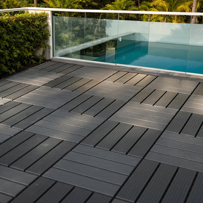 Interlocking Deck Tiles 44pcs 12"x12", Waterproof Outdoor Patio Flooring Tiles, PP Plastic Interlocking Floor Tiles for Balcony Pool Backyard Terrace, Easy Install All-Weather Anti-Slip Deck Tiles Grey