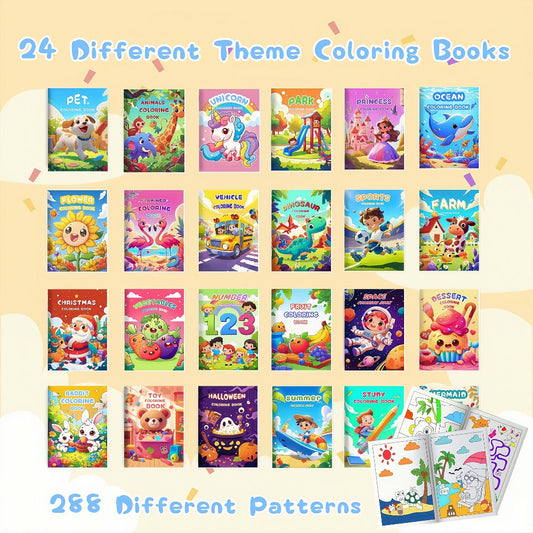 Bulk Coloring Books for Kids 24 Pack – Party Favors Goodie Bag Stuffers Ages 3+ | Animals, Mermaid & Dinosaur Designs | Birthday Halloween Christmas Classroom Activity Books