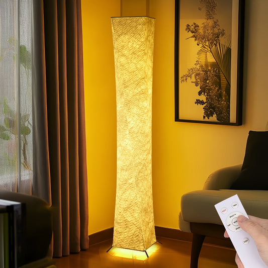 LED Floor Lamp 52 Inch Modern – Adjustable 3000K Warm Light with Remote Control, USB Port, Matte Metal Finish & Tyvek Shade for Bedroom, Living Room & Game Room Space Decor